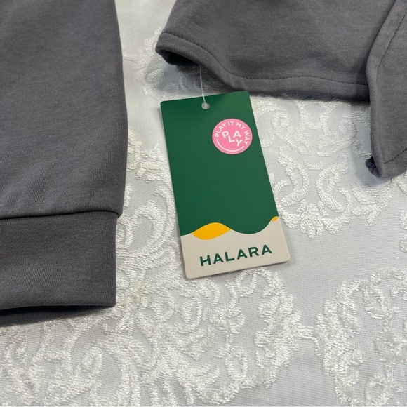 Halara Crossover Tie Back Cropped Casual Sweatshirt In Gunmetal Grey Size Medium - Picture 5 of 9